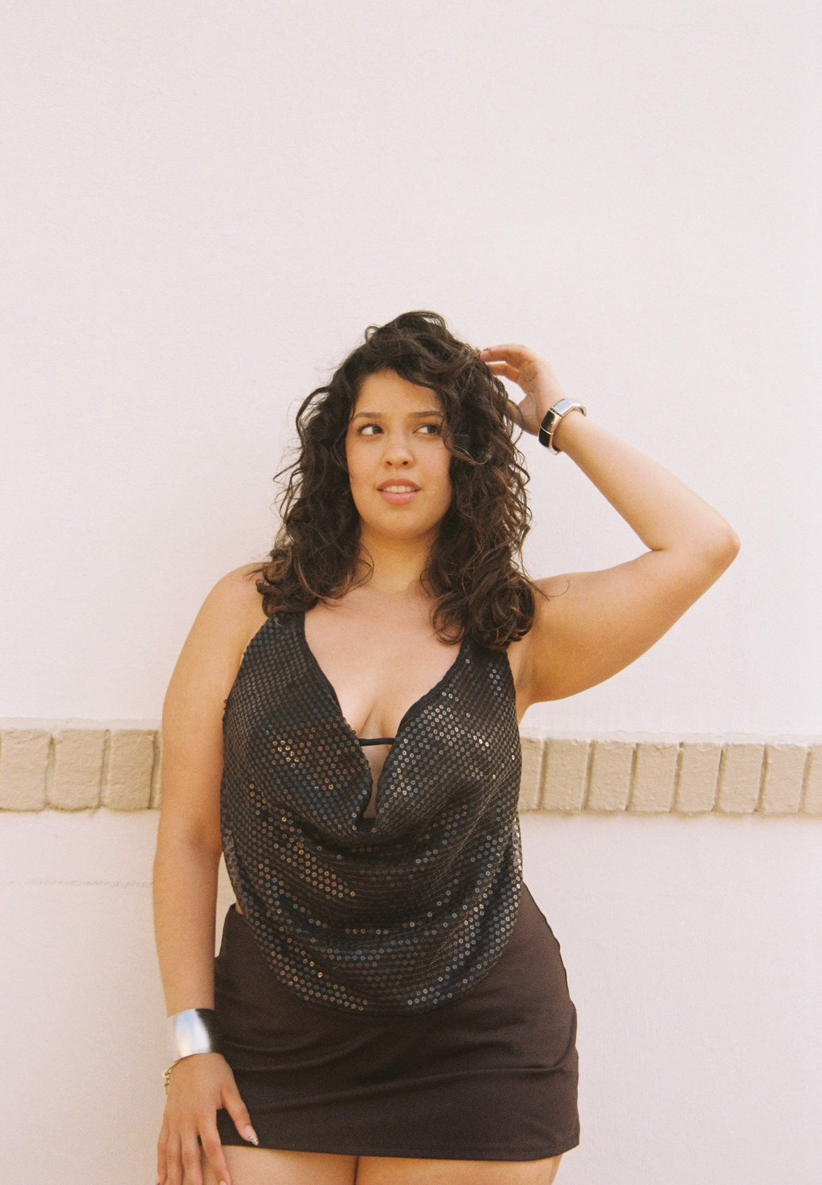 Sequin Sabrina Top
