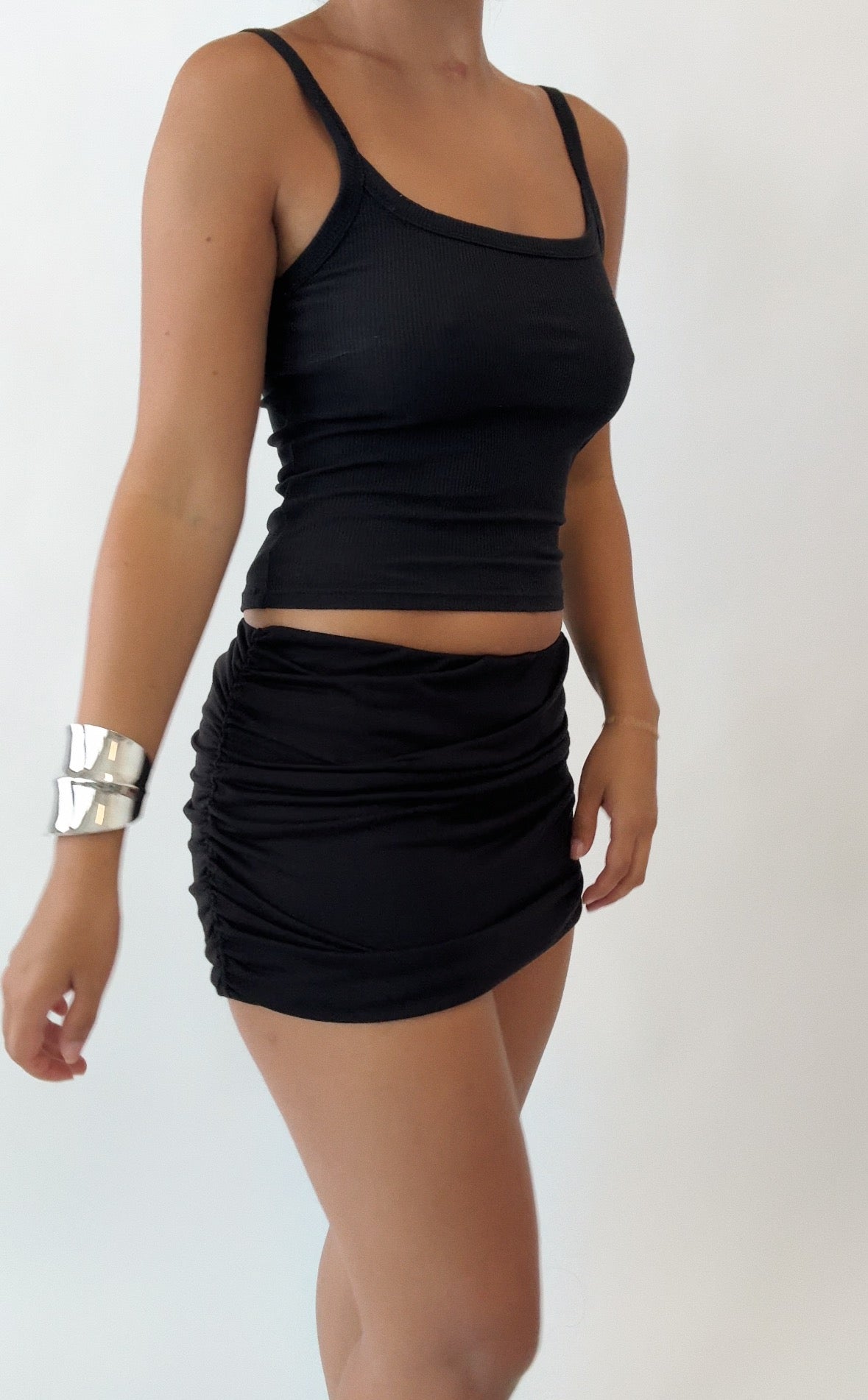 Ruched Jersey Mini Skirt