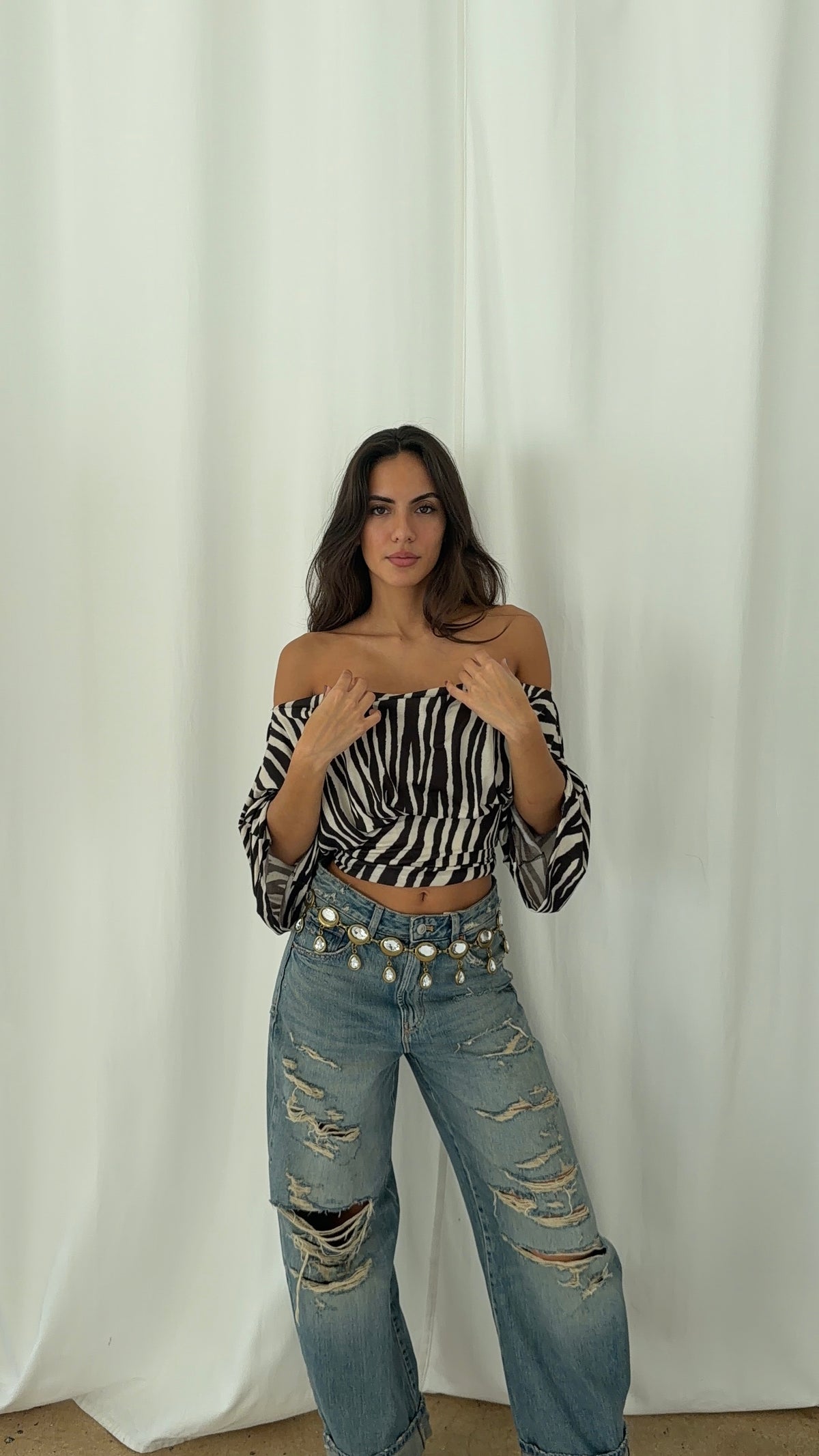 Anna Zebra Long Sleeve Top