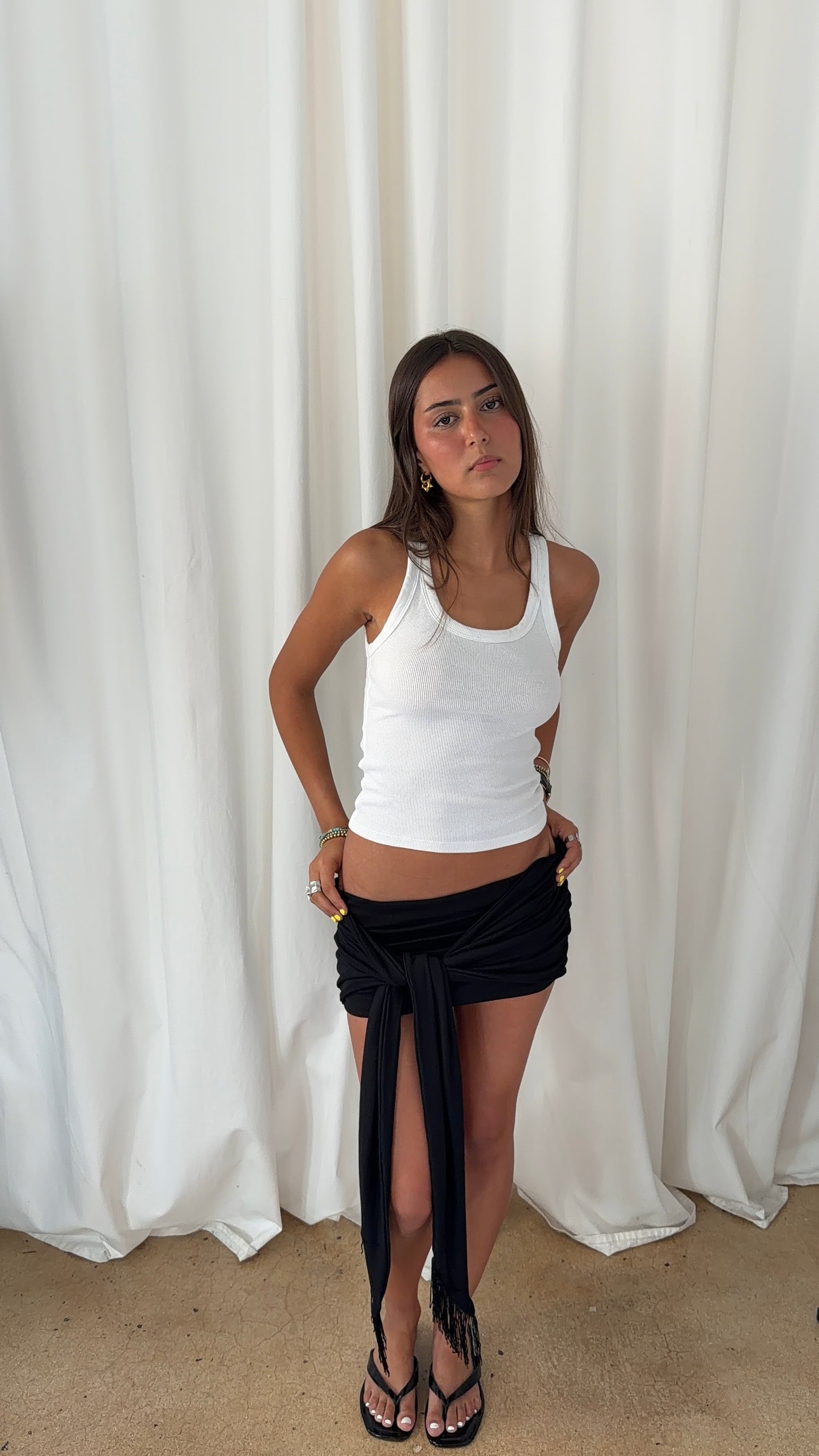 The Fringe Tie Mini Skirt