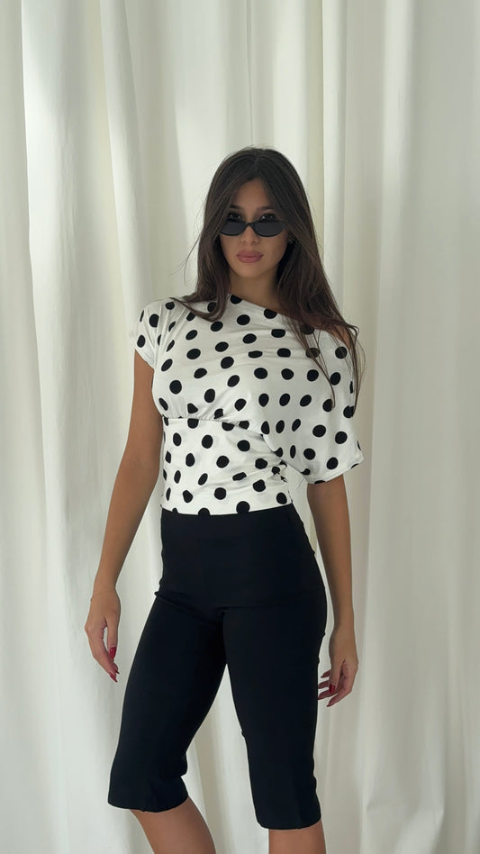 Anna Off Shoulder Top Polka Dot