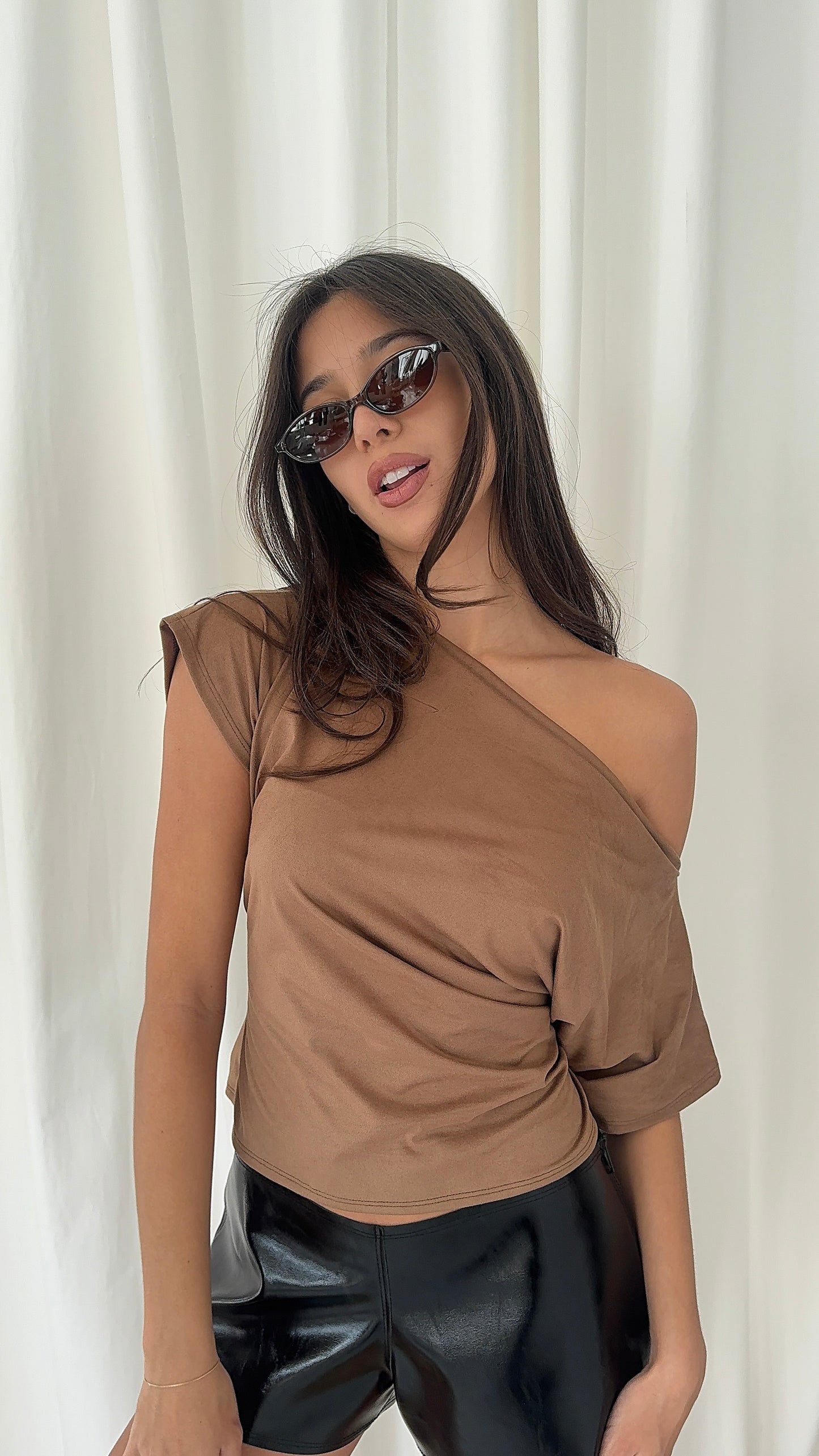 Faux Suede Off Shoulder