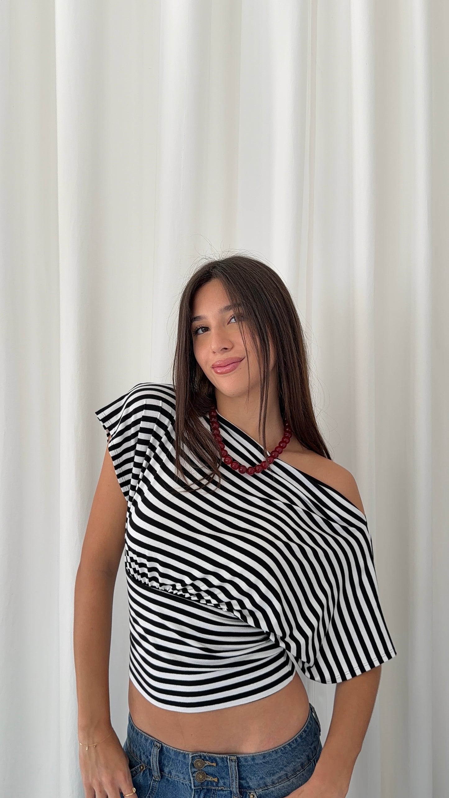 Anna Off Shoulder Stripes