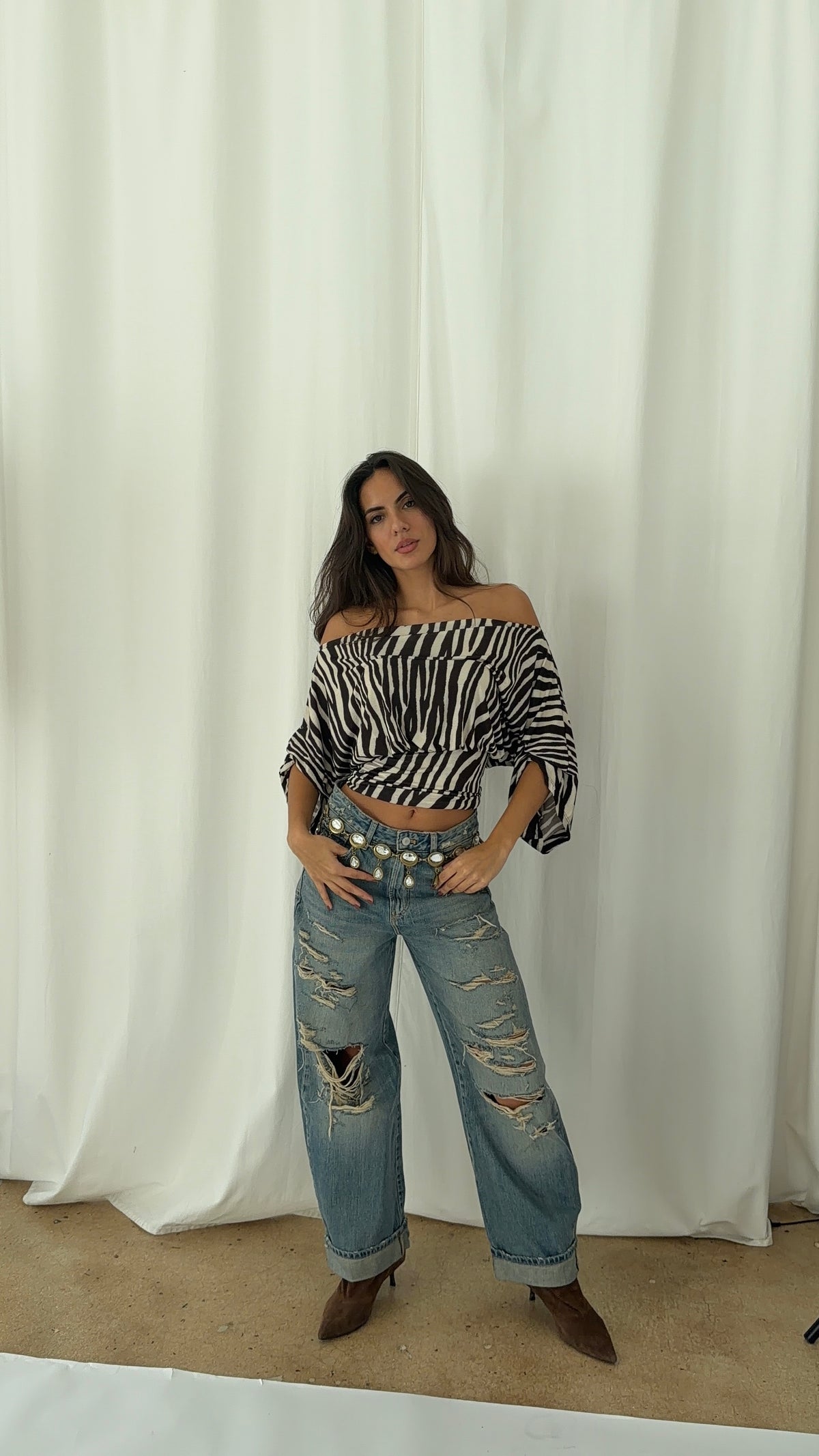Anna Zebra Long Sleeve Top