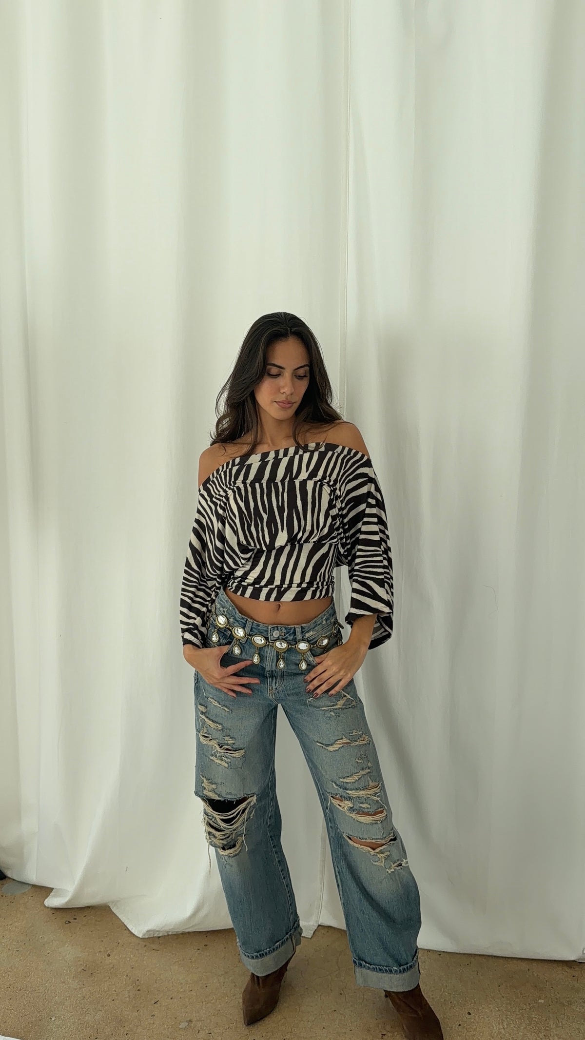 Anna Zebra Long Sleeve Top