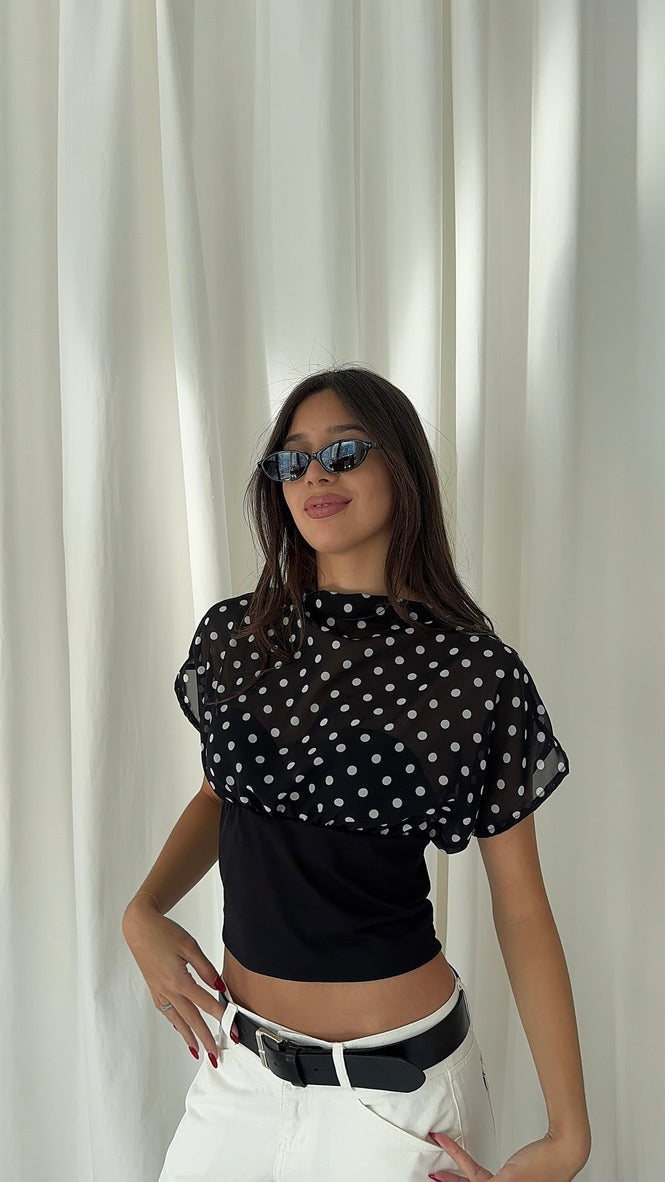 Anna Chiffon Polka Dot Top
