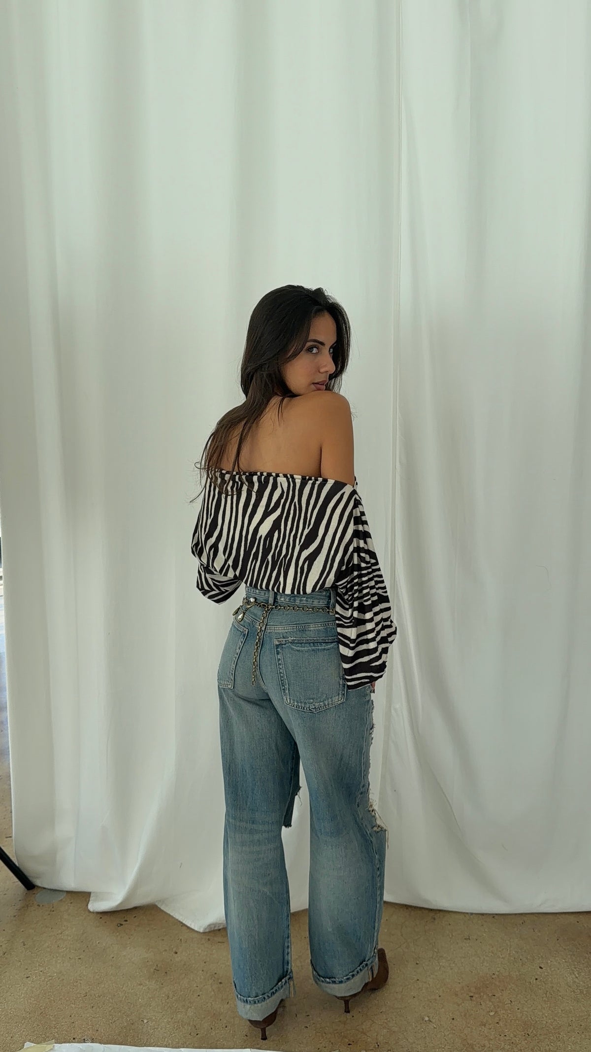 Anna Zebra Long Sleeve Top