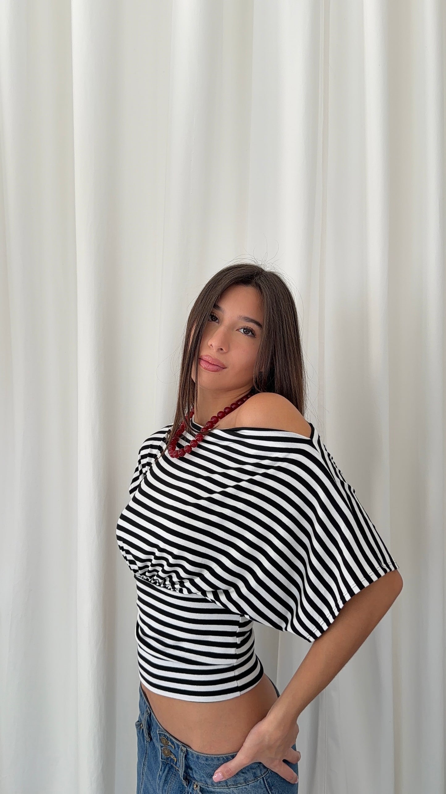 Anna Off Shoulder Stripes