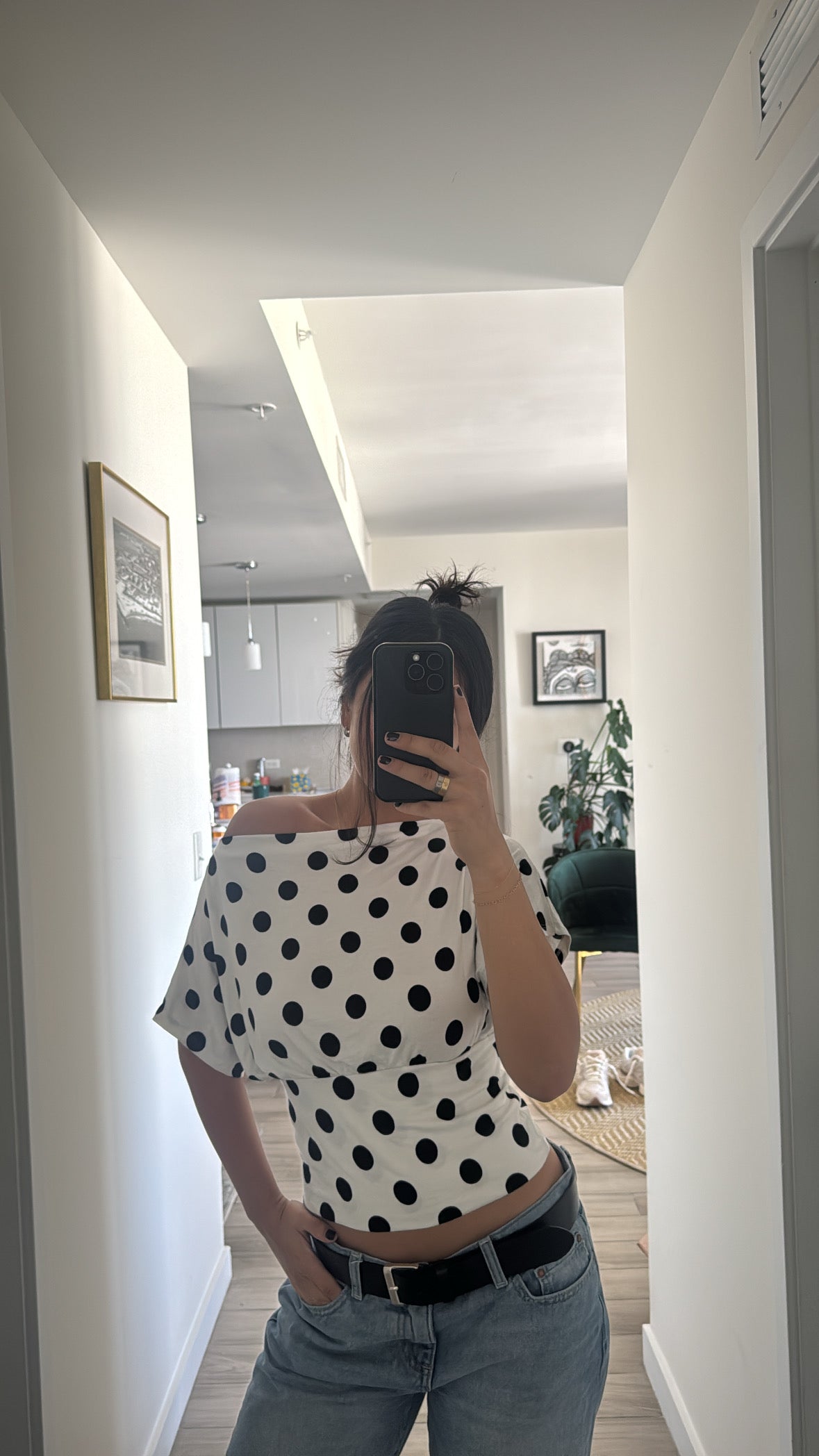 Anna Off Shoulder Top Polka Dot